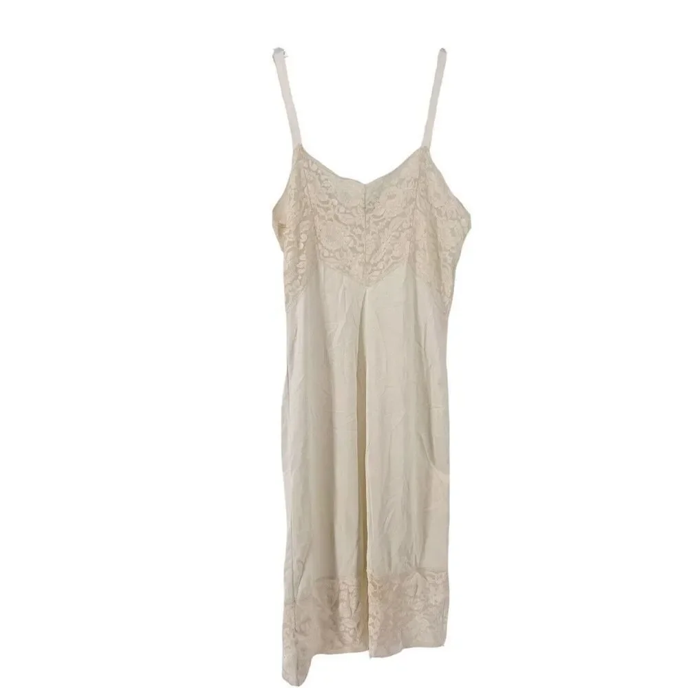 Vintage Slip 60s Baronet Size 36 Union Label Lace Mid Century Lingerie Ivory Top